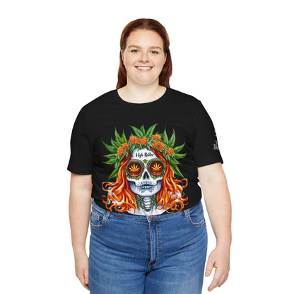 Sugar Skull Cannabis Tee - Day of Dead Art Design | High Roller