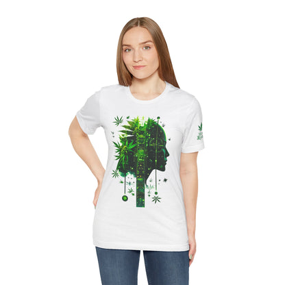 Digital Mind Tee - Premium Airlume Cotton Cannabis Culture Tech Art Matrix Design