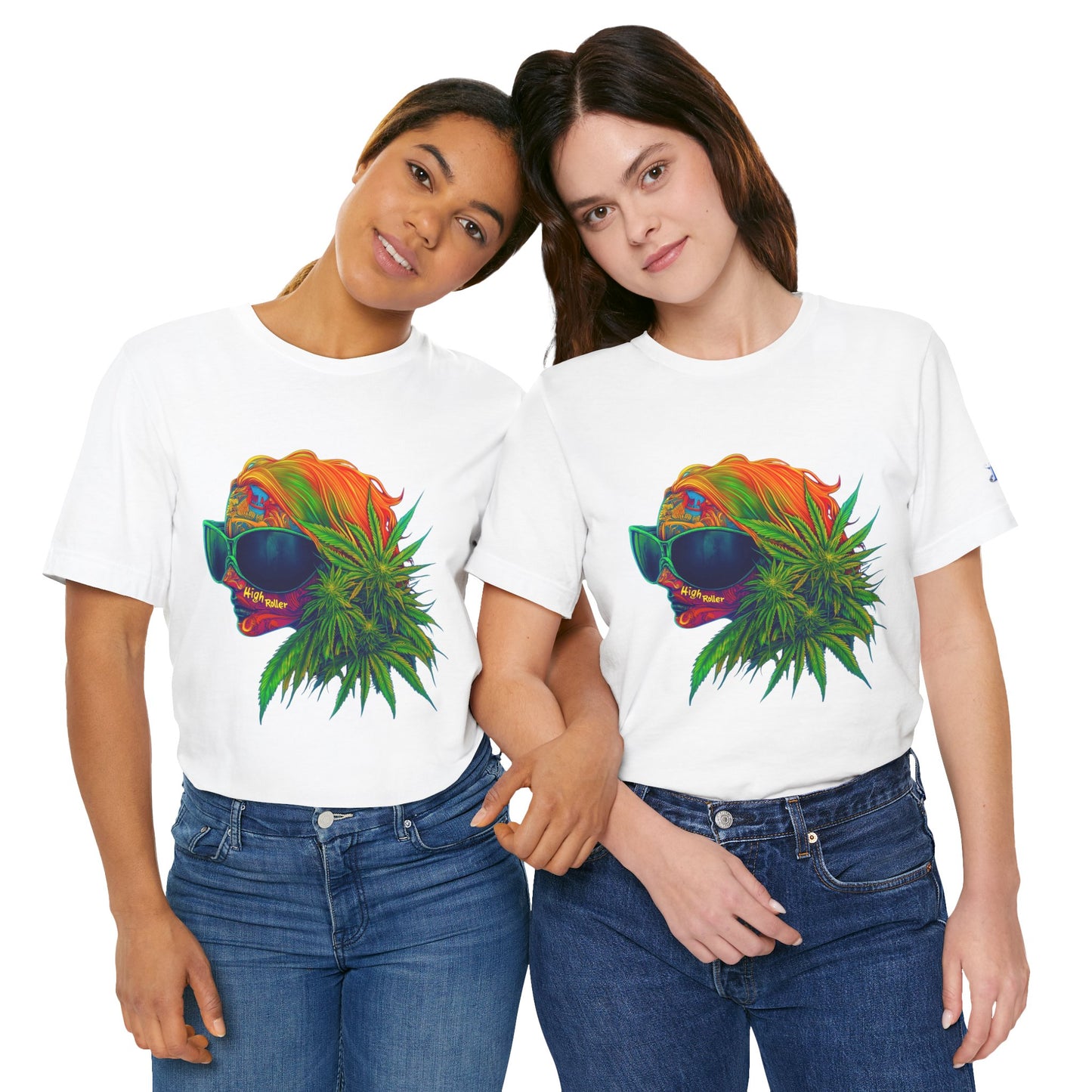 Psychedelic Cannabis Skull Tee - Neon Profile Art Design | High Roller