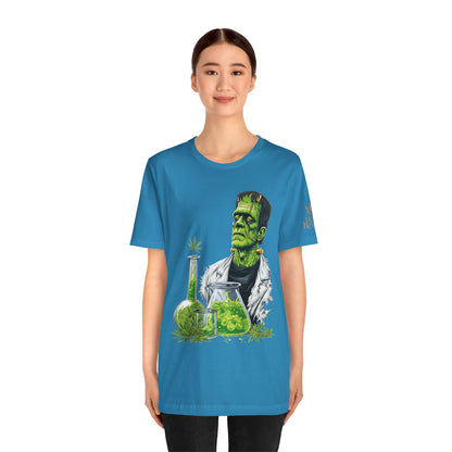 Frankenstein's Laboratory HIGH ROLLER Halloween Cannabis T-Shirt - Premium Monster Scientist 420 Experiment Apparel