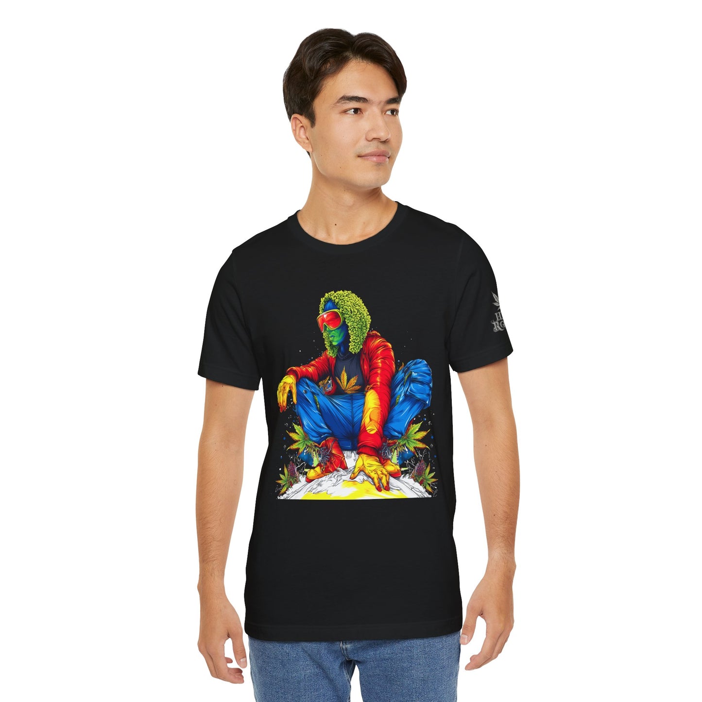 High Roller Rainbow Squat Cannabis T-Shirt - Premium 420 Psychedelic Street Art Colorful Lifestyle Statement Apparel"