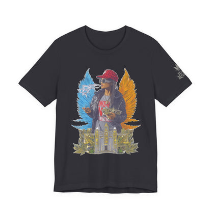High Roller Golden Wings Money Cannabis T-Shirt - Premium 420 Hip-Hop Angel Street Culture Success Lifestyle Apparel