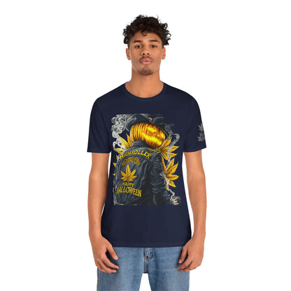 Halloween Witch Rider Cannabis T-Shirt - Premium Spooky 420 Biker Edition Apparel