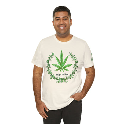 Cannabis Crest Wreath Tee - Botanical Elegance Art Design | High Roller