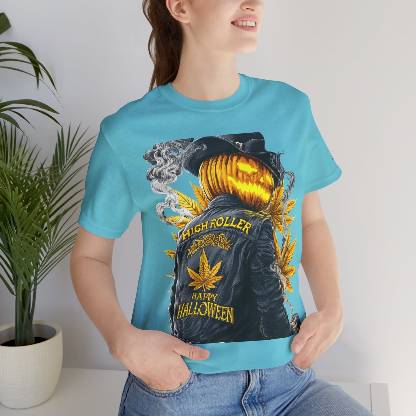 Halloween Witch Rider Cannabis T-Shirt - Premium Spooky 420 Biker Edition Apparel