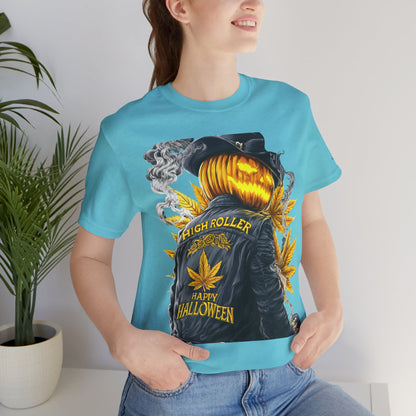 Halloween Witch Rider Cannabis T-Shirt - Premium Spooky 420 Biker Edition Apparel