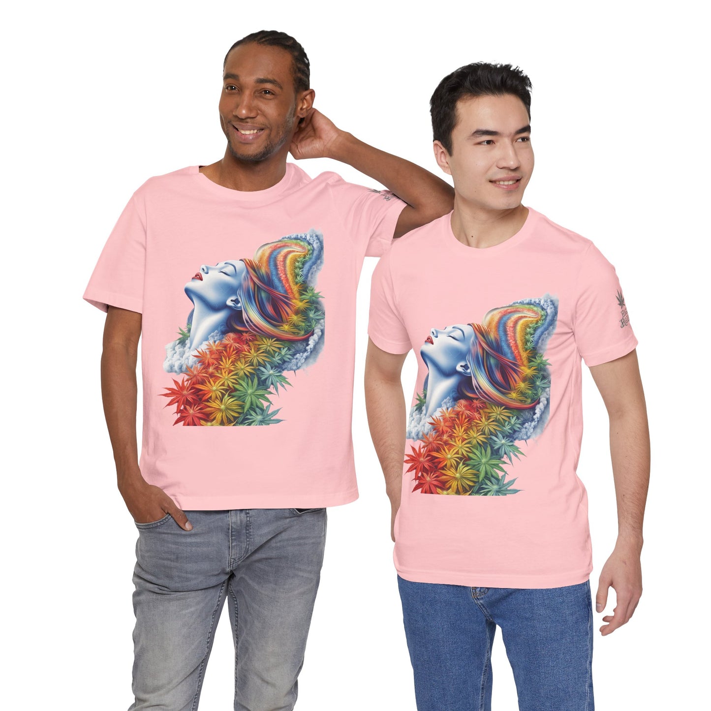 Rainbow Bloom Tee - Premium Airlume Cotton Cannabis Culture Spectrum Goddess Art