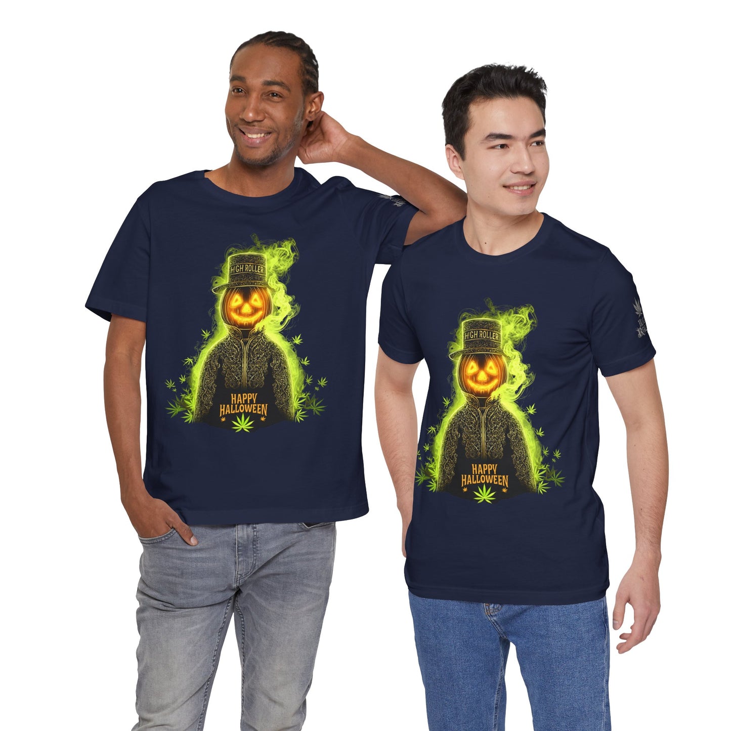 Spectral Pumpkin HIGH ROLLER Halloween T-Shirt - Premium Dark Cannabis Apparel