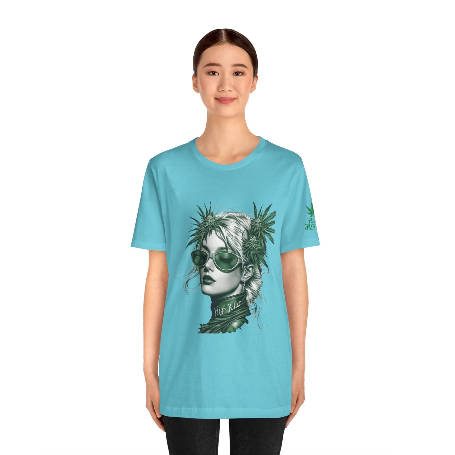 Green Queen T-Shirt - Premium Airlume Cotton Cannabis Crown Portrait Art Tee
