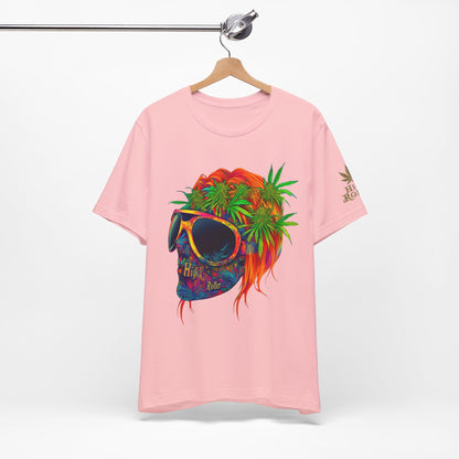 Tropical Cannabis Skull Tee - Paradise Vibes Art Design | High Roller
