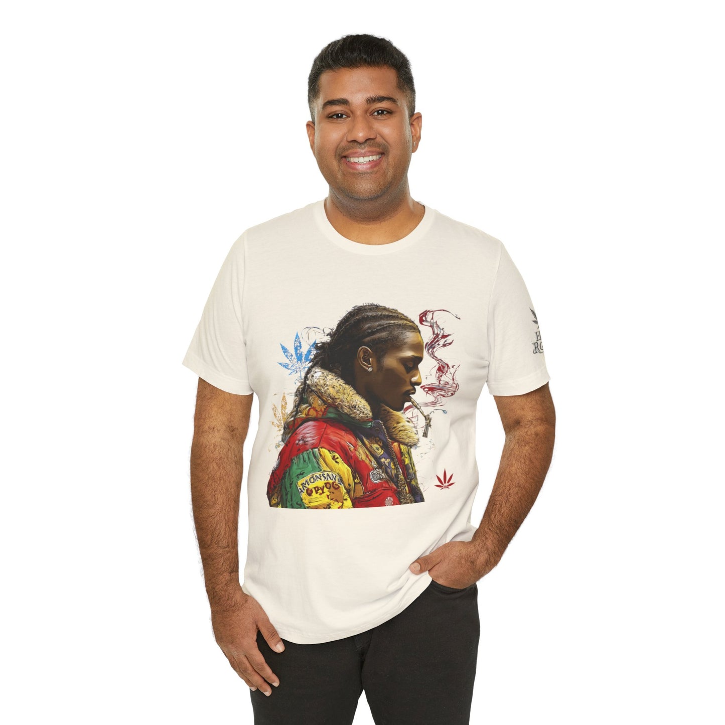 High Roller Profile Smoke Art Cannabis T-Shirt - Premium 420 Hip-Hop Portrait Street Culture Elevated Lifestyle Apparel