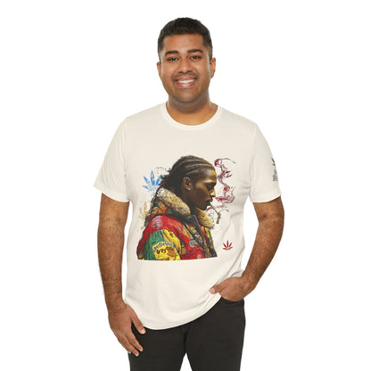 High Roller Profile Smoke Art Cannabis T-Shirt - Premium 420 Hip-Hop Portrait Street Culture Elevated Lifestyle Apparel