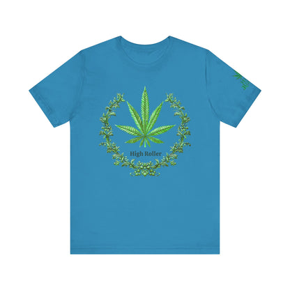 Cannabis Crest Wreath Tee - Botanical Elegance Art Design | High Roller
