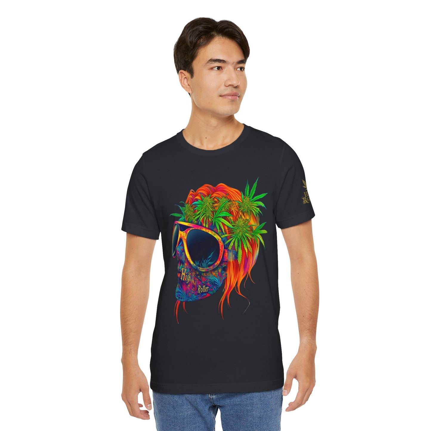 Tropical Cannabis Skull Tee - Paradise Vibes Art Design | High Roller