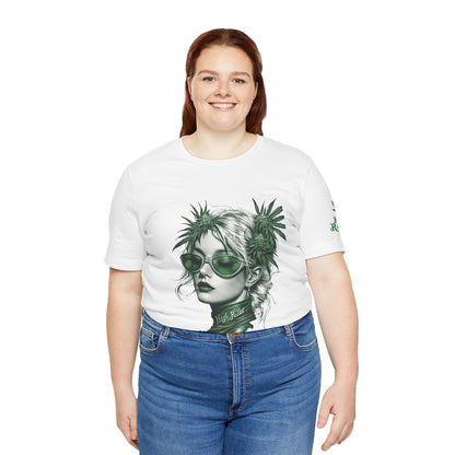 Green Queen T-Shirt - Premium Airlume Cotton Cannabis Crown Portrait Art Tee