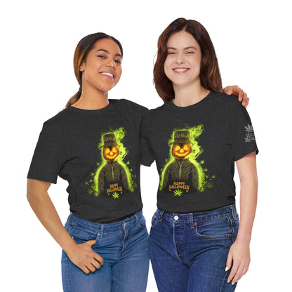 Spectral Pumpkin HIGH ROLLER Halloween T-Shirt - Premium Dark Cannabis Apparel