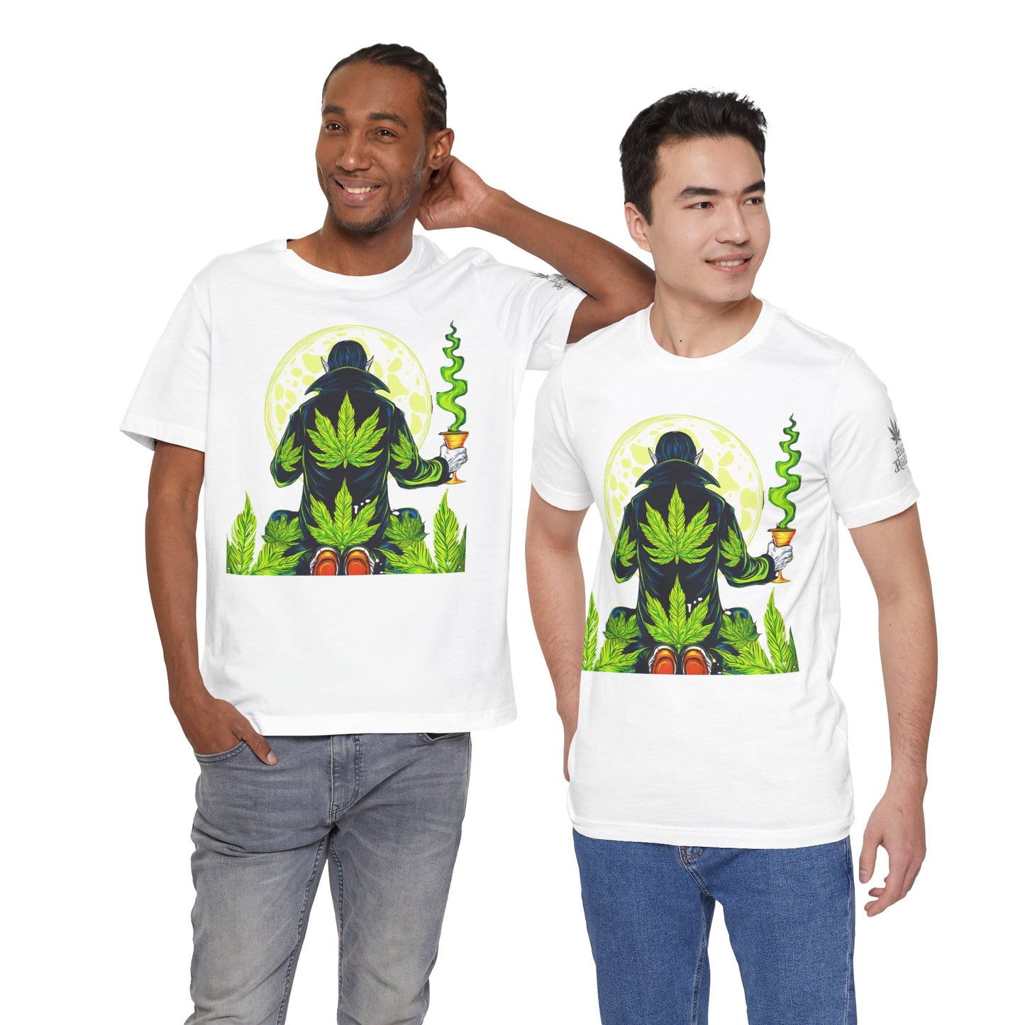 Luxury Gothic Cannabis Vampire T-Shirt - Premium Dark HIGH ROLLER Streetwear - Elevated Nocturnal 420 Fashion