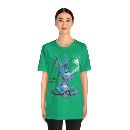 Blue Donkey Tee - Premium Airlume Cotton Cannabis Culture Humor Cartoon Art
