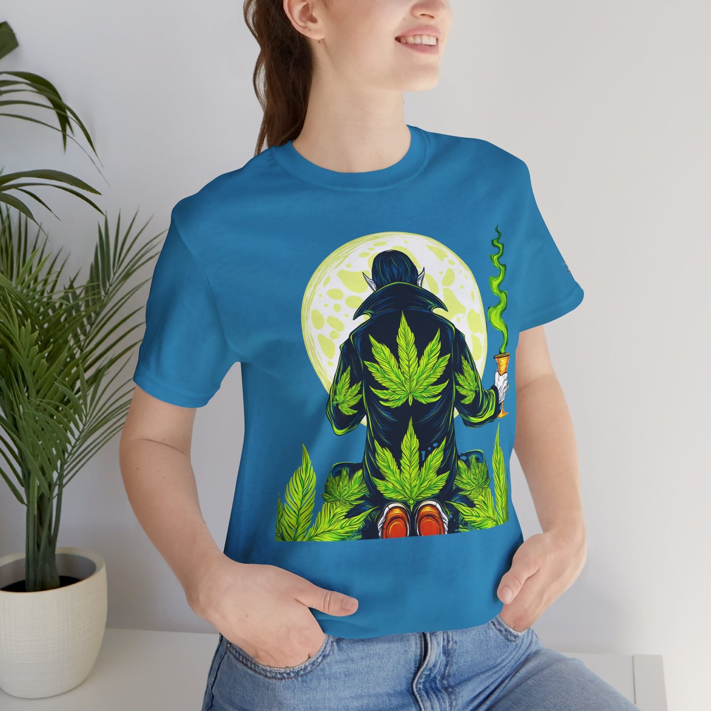 Luxury Gothic Cannabis Vampire T-Shirt - Premium Dark HIGH ROLLER Streetwear - Elevated Nocturnal 420 Fashion