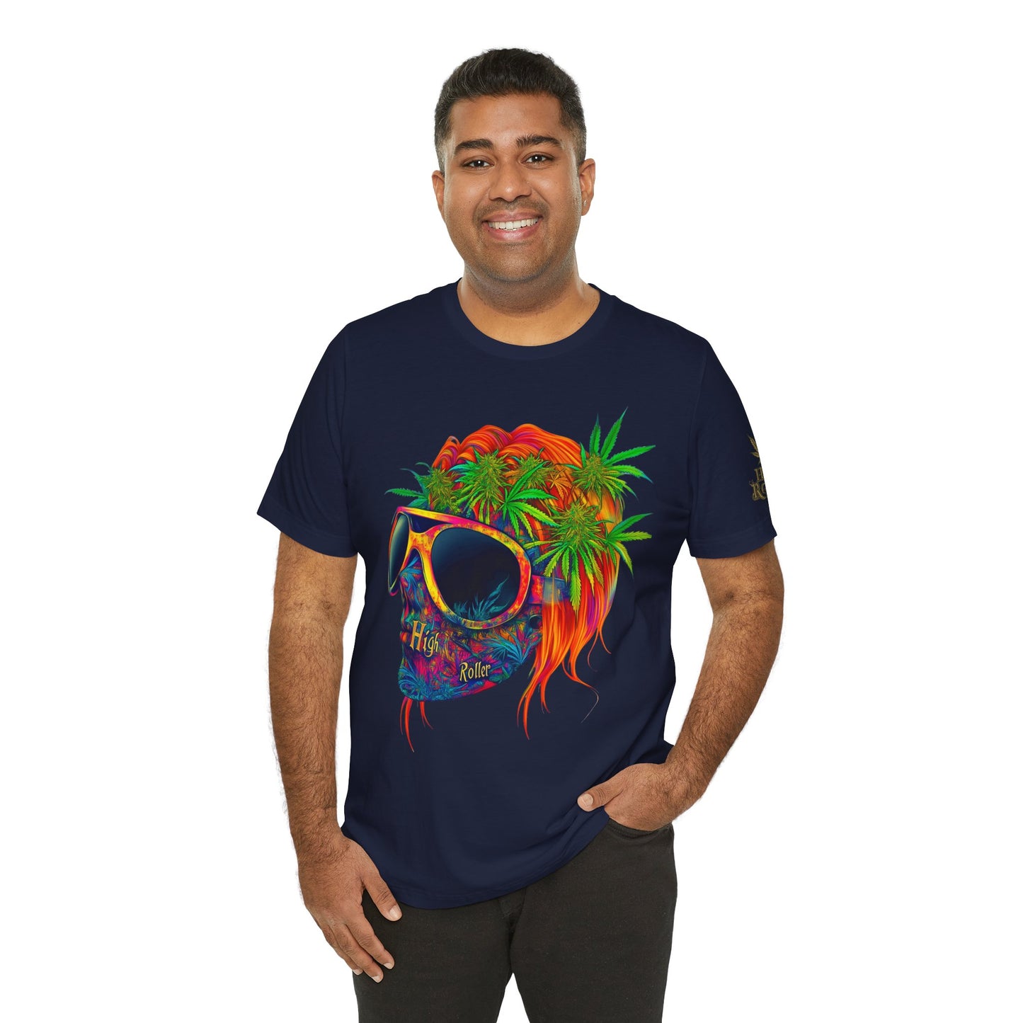 Psychedelic Skull Tee - Premium Airlume Cotton Cannabis Culture Rainbow Skull Art