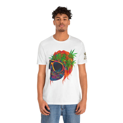 Psychedelic Skull Tee - Premium Airlume Cotton Cannabis Culture Rainbow Skull Art
