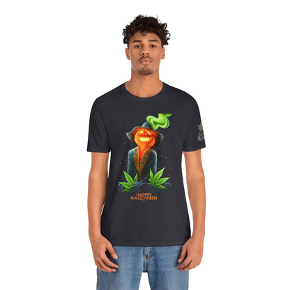 Victorian Pumpkin Gentleman HIGH ROLLER Halloween Cannabis T-Shirt - Premium Jack-o'-Lantern Aristocrat Meditation 420 Apparel