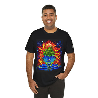Third Eye Awakening Premium Cannabis Culture T-Shirt - Cosmic Consciousness Black Tee With Fire And Mysticism Symbolism