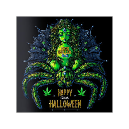 Cannabis Spider Queen Halloween Sticker - Premium Arachnid Goddess HIGH ROLLER Web Maiden 420 Vinyl Decal