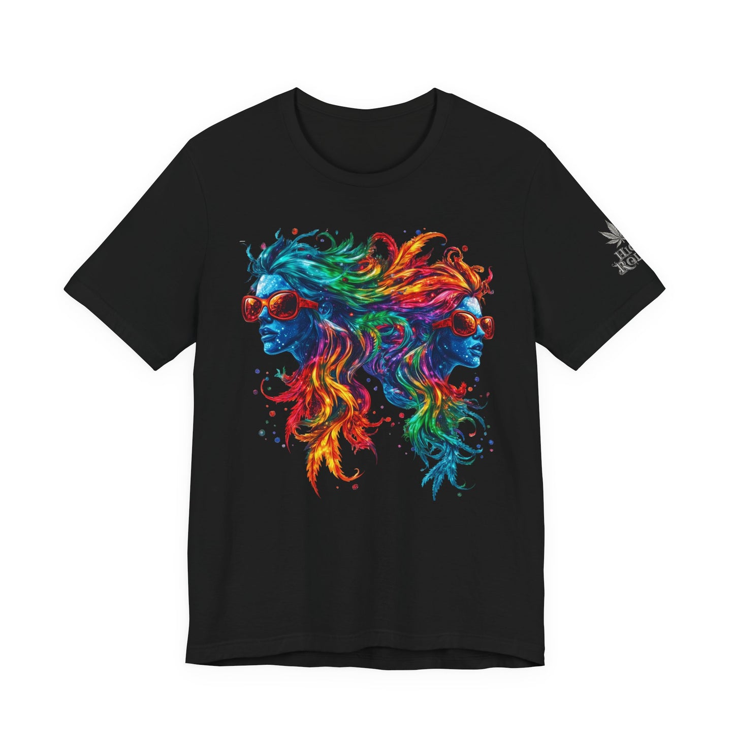 Spectrum Sisters T-Shirt - Premium Airlume Cotton Cannabis Rainbow Psychedelic Art Tee