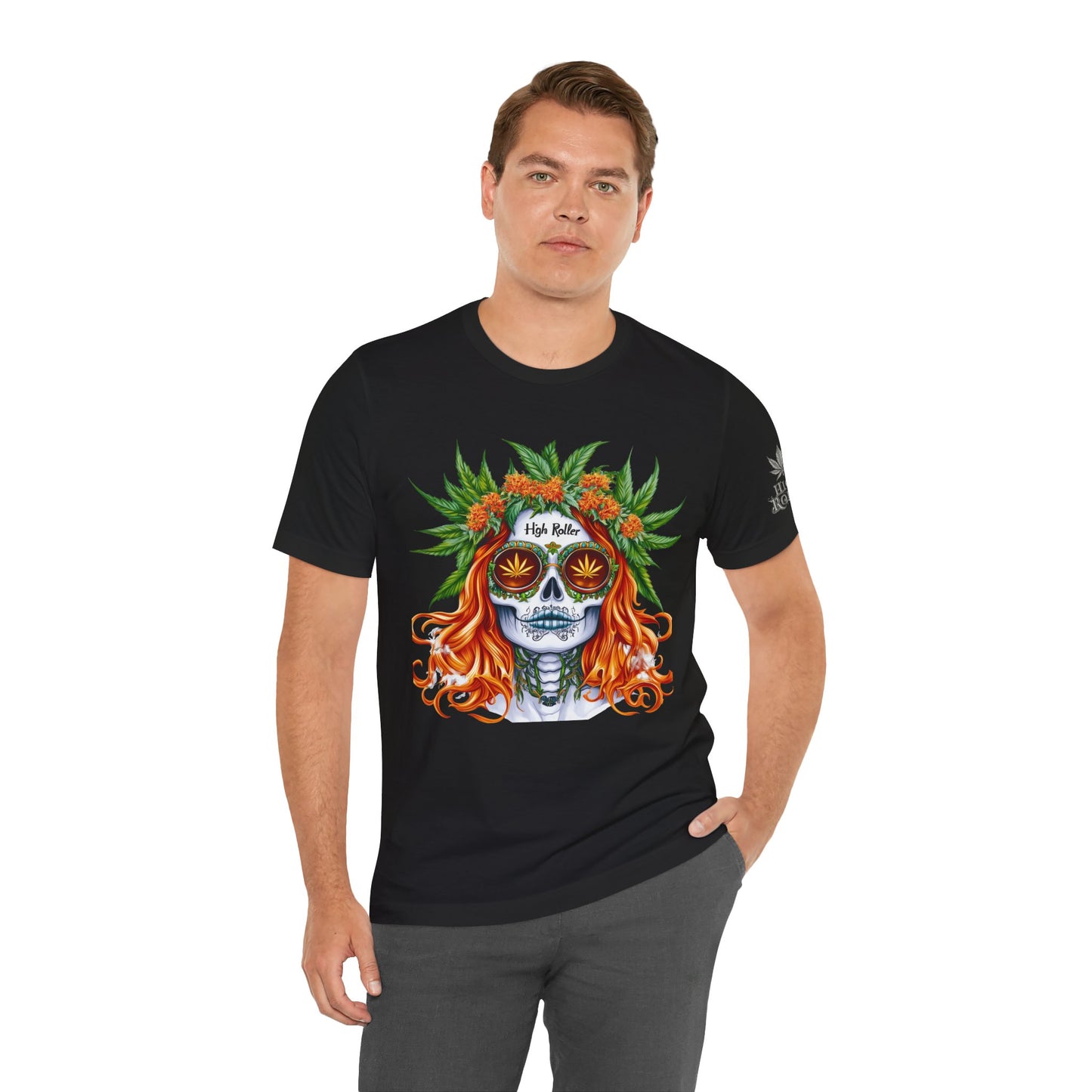 Sugar Skull Cannabis Tee - Day of Dead Art Design | High Roller