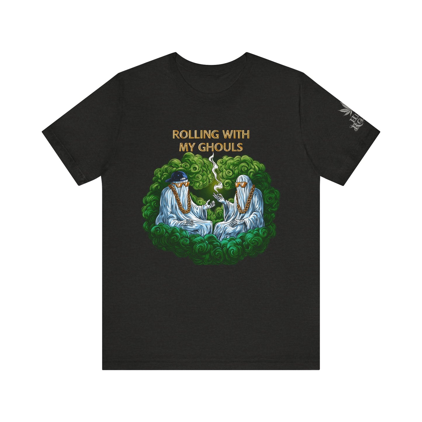 Rolling With My Ghouls HIGH ROLLER Halloween Cannabis T-Shirt - Premium Ghost Squad Circle Session 420 Apparel