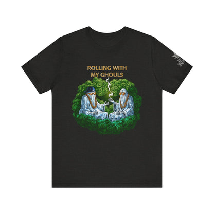 Rolling With My Ghouls HIGH ROLLER Halloween Cannabis T-Shirt - Premium Ghost Squad Circle Session 420 Apparel
