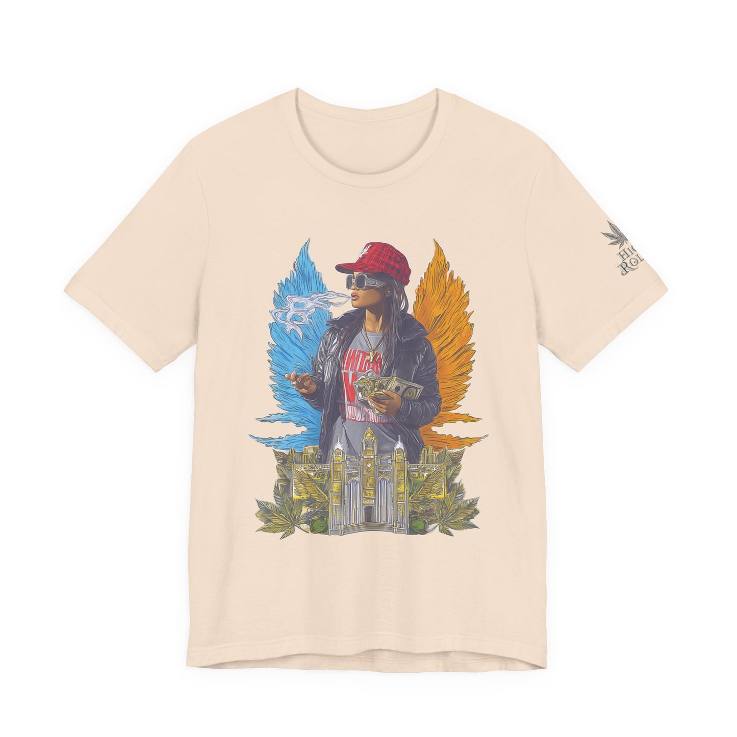 High Roller Golden Wings Money Cannabis T-Shirt - Premium 420 Hip-Hop Angel Street Culture Success Lifestyle Apparel