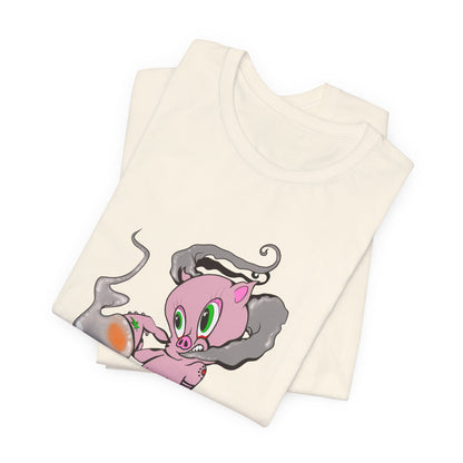 Smoking Hog Leg Pink Pig Tee - Premium Airlume Cotton Cannabis Culture Art