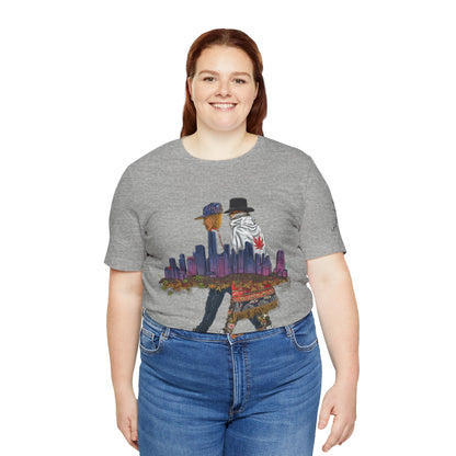 High Roller Urban Legends Cannabis T-Shirt - Premium 420 City Skyline Street Culture Double Exposure Apparel