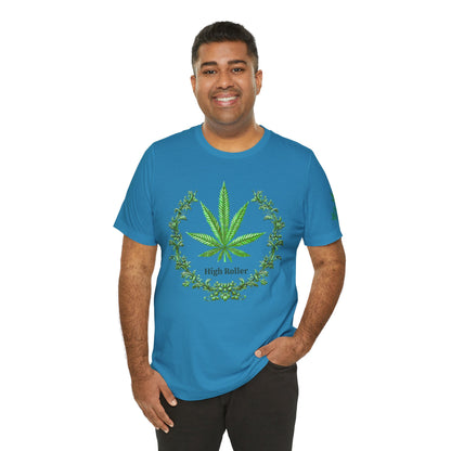 Cannabis Crest Wreath Tee - Botanical Elegance Art Design | High Roller