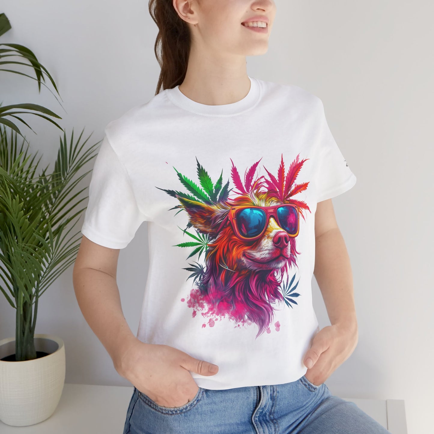 Spectrum Pup Tee - Premium Airlume Cotton Cannabis Culture Psychedelic Dog Art
