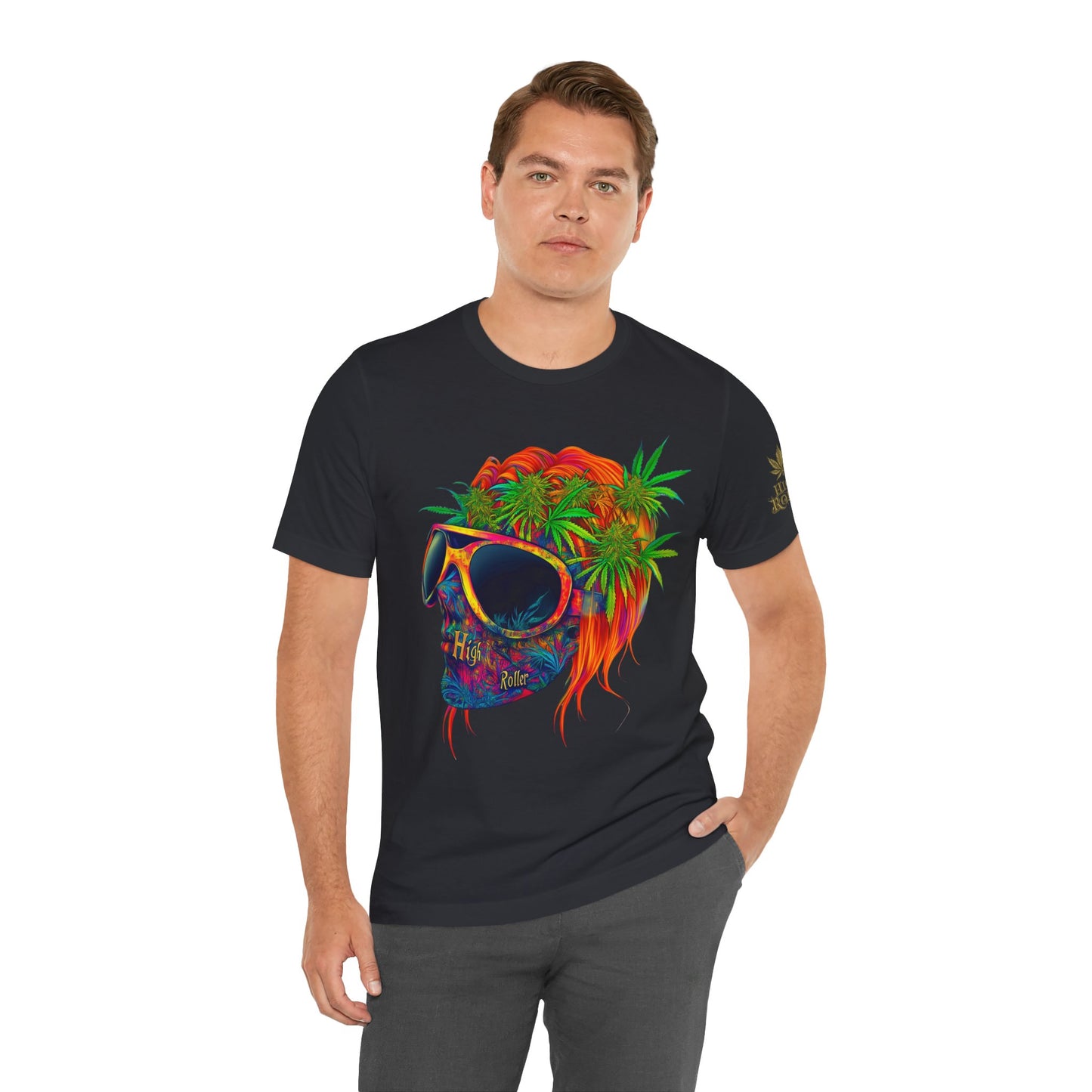 Tropical Cannabis Skull Tee - Paradise Vibes Art Design | High Roller