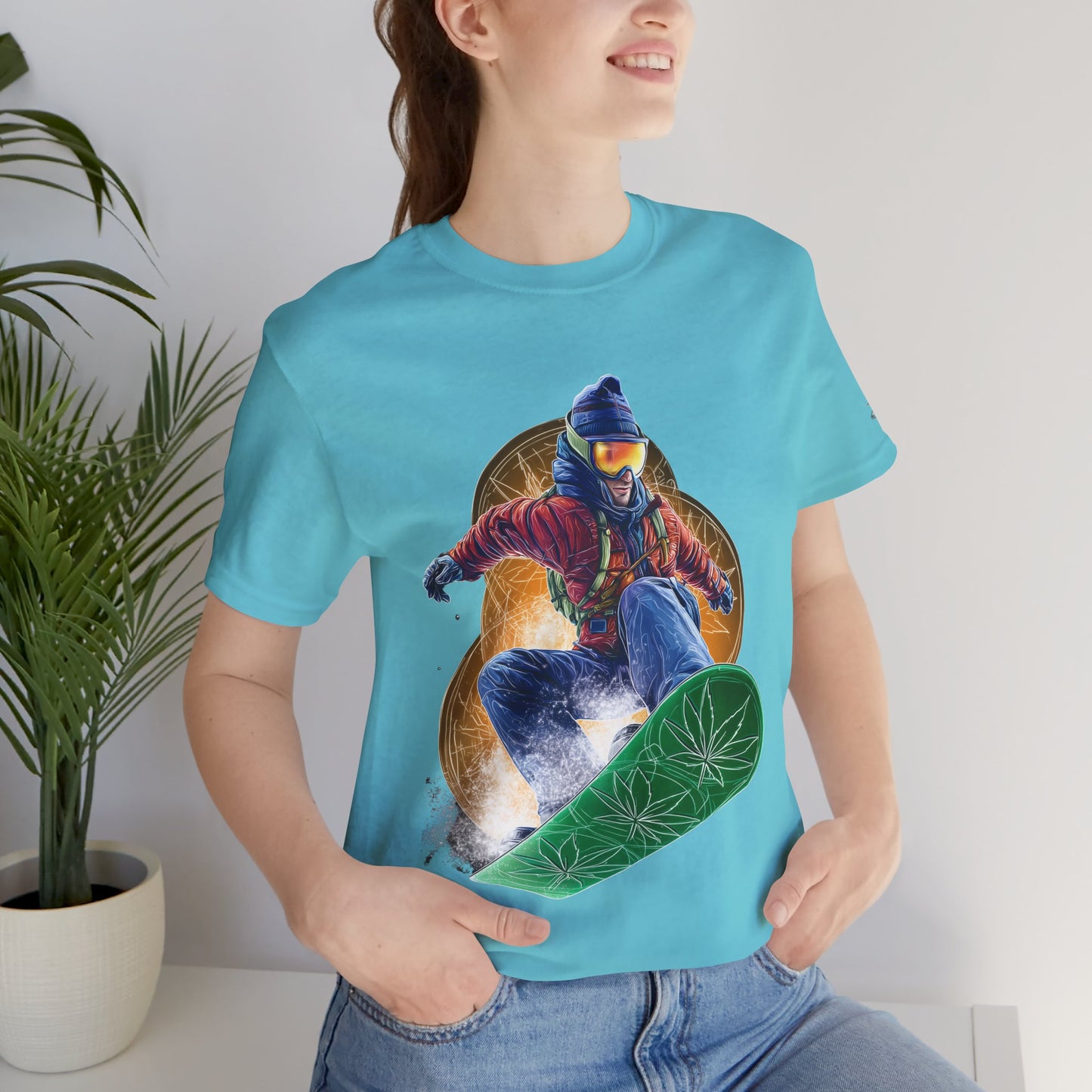 High Roller Snowboard Cannabis T-Shirt - Premium 420 Winter Sports Action Shred Mountain Lifestyle Apparel