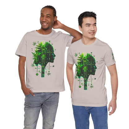 Digital Mind Tee - Premium Airlume Cotton Cannabis Culture Tech Art Matrix Design