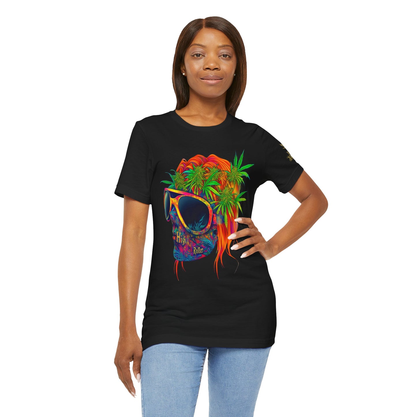 Tropical Cannabis Skull Tee - Paradise Vibes Art Design | High Roller