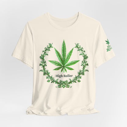 Cannabis Crest Wreath Tee - Botanical Elegance Art Design | High Roller