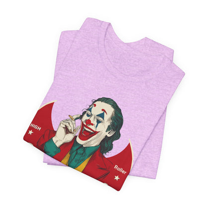 High Roller Villain T-Shirt - Premium Airlume Cotton Cannabis Joker Badge Art Tee