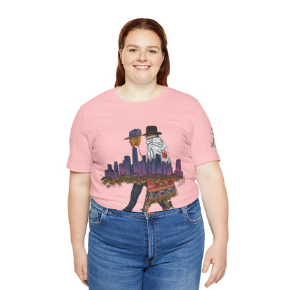 High Roller Urban Legends Cannabis T-Shirt - Premium 420 City Skyline Street Culture Double Exposure Apparel