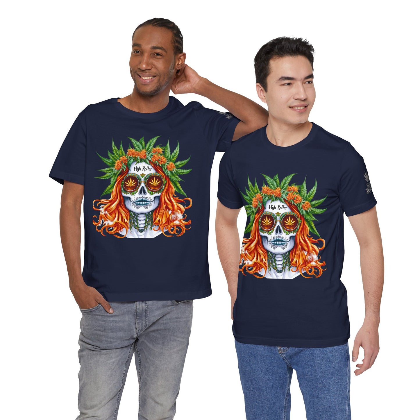 Sugar Skull Goddess Tee - Premium Airlume Cotton Cannabis Culture Day of Dead Art