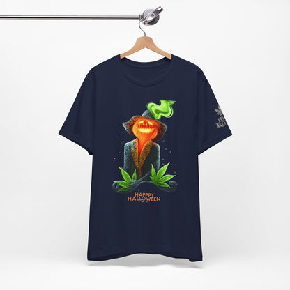 Victorian Pumpkin Gentleman HIGH ROLLER Halloween Cannabis T-Shirt - Premium Jack-o'-Lantern Aristocrat Meditation 420 Apparel