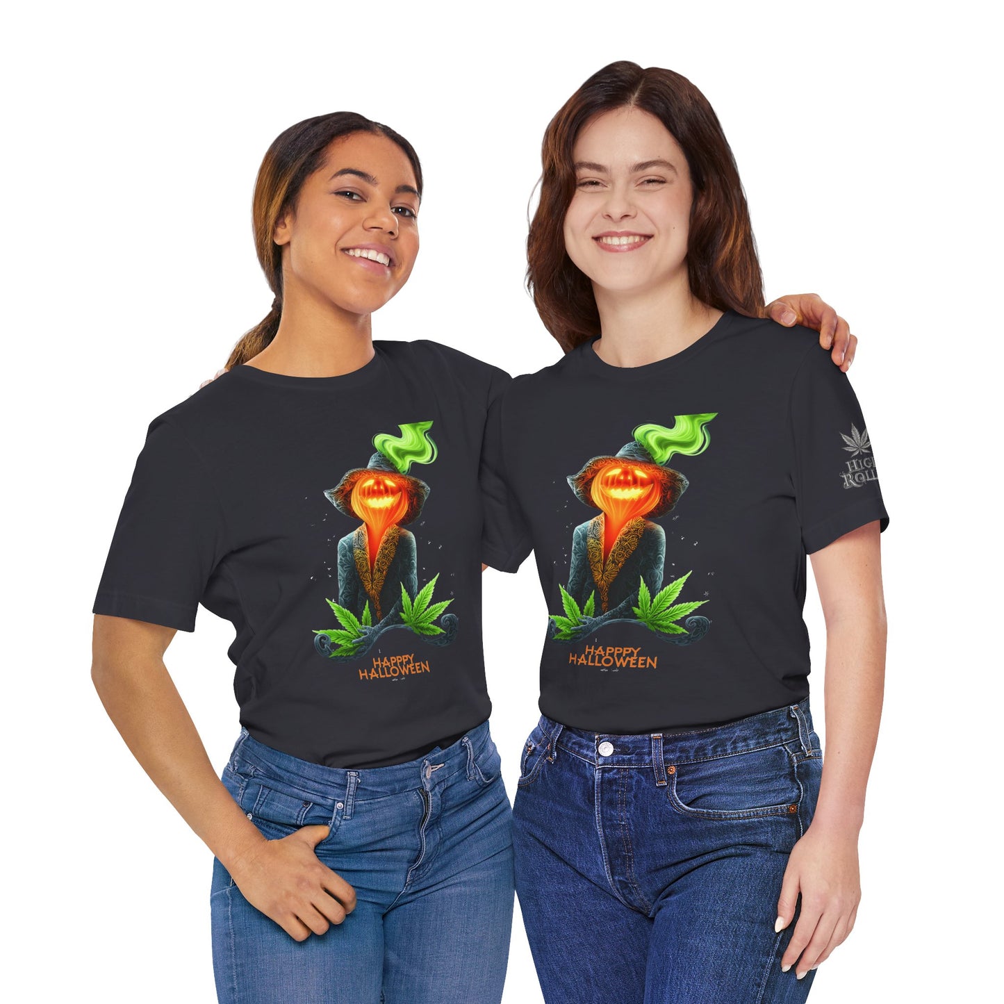 Victorian Pumpkin Gentleman HIGH ROLLER Halloween Cannabis T-Shirt - Premium Jack-o'-Lantern Aristocrat Meditation 420 Apparel