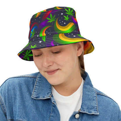 "HIGH ROLLER" Cosmic Rainbow Galaxy Bucket Hat