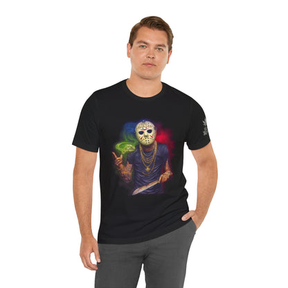 Crystal Lake Kush Jason Cannabis T-Shirt - Premium Horror 420 Black Edition Apparel"