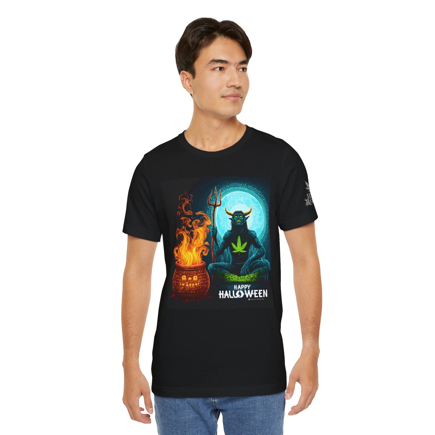 Demon Meditation HIGH ROLLER Halloween Cannabis T-Shirt - Premium Underworld Guardian Portal Master 420 Apparel